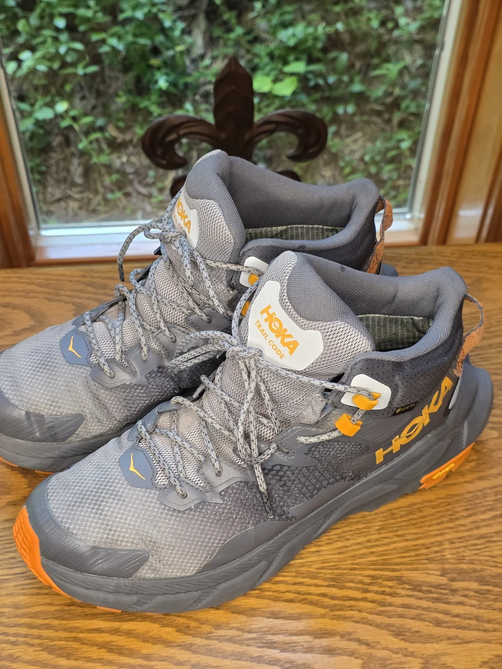 Hoka Men's Gray and Orange Trail Boots Sz 10